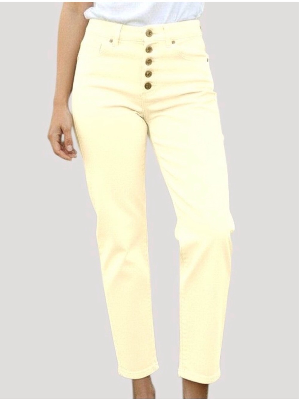 Lilly Pulitzer South Ocean Pale Yellow High-Rise Ankle Jeans Size 6 NWOT
